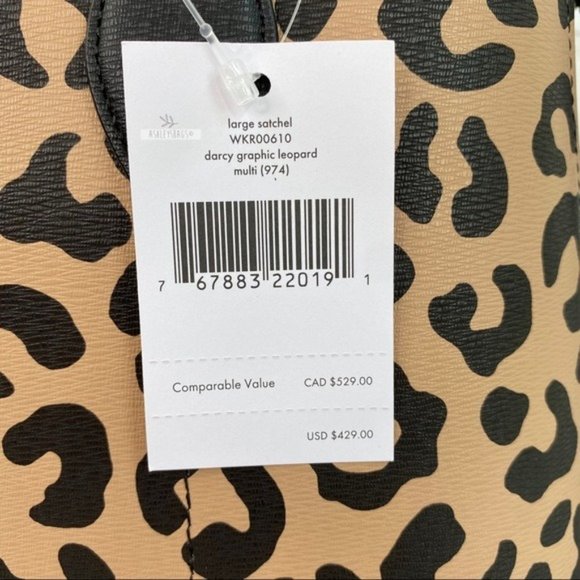 Kate Spade Darcy Leopard Cheetah Large Satchel Tote Crossbody - Picture 7 of 8